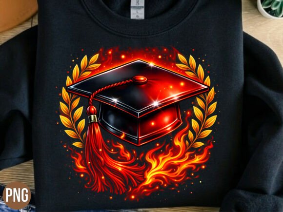 Download Red Fire Graduation Cap 2026 Grad PNG - Grad Collection