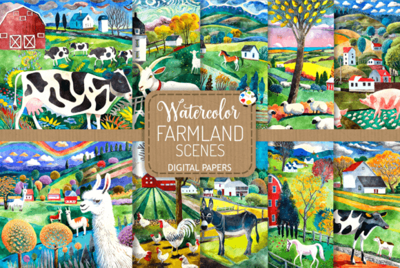 Download Farmland Scenes - Watercolor Paintings - Paintings Collection