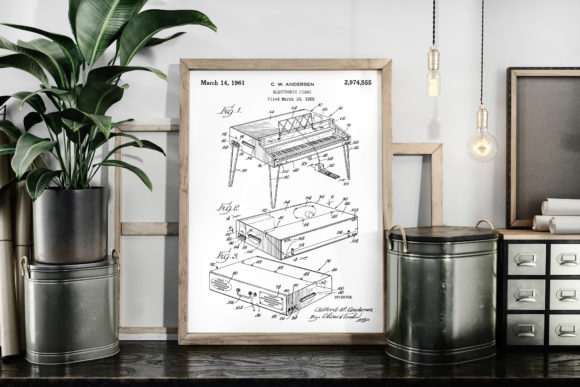 Download Electronic Piano 1961 Patent Art Poster - 1961 Collection