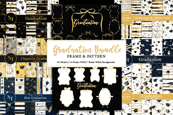 Download Graduation Frame &amp; Pattern Bundle - Grad Collection