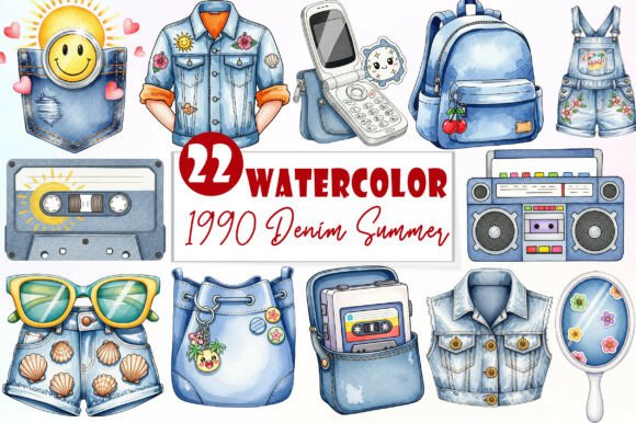 Download 1990 Denim Summer Clipart - 1990 Collection