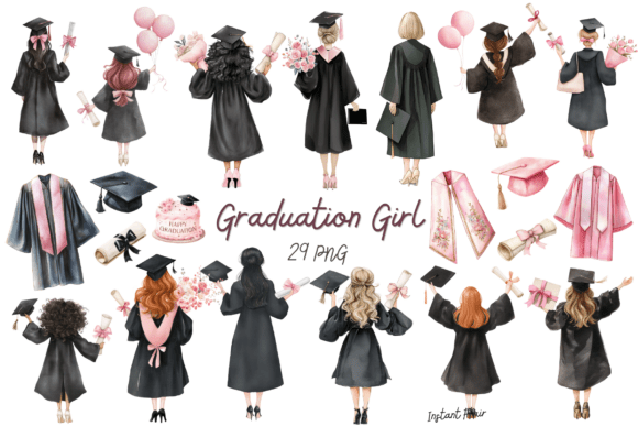 Download Graduation Girl Clipart Bundle - Grad Collection
