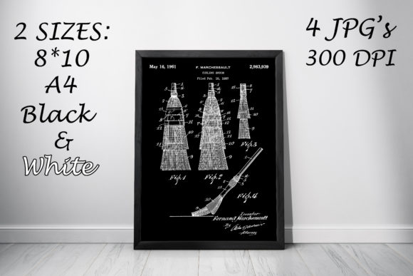 Download Curling Broom Vintage Patent Poster Art - Premium Bundle