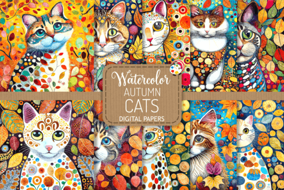 Download Autumn Cats - Watercolor Paintings - Paintings Collection