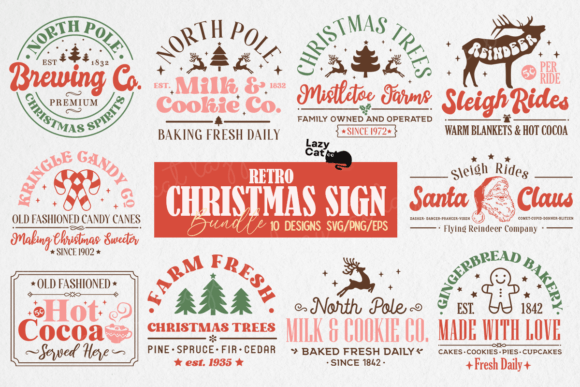 Download Retro Christmas Sign SVG Design Bundle - Svg design bundle Collection